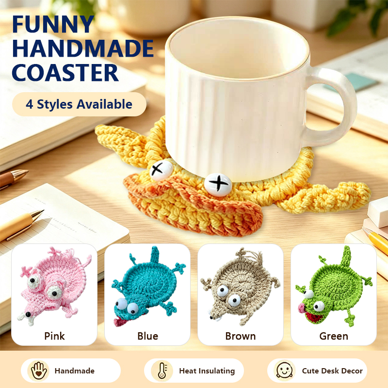 Coffee Tea Station - ที่รองแก้วถักโครเชต์รูปสัตว์น่ารัก งานแฮนด์เมด นุ่มสบาย สำหรับตกแต่งโต๊ะทำงานที่บ้าน สำนักงาน หรือโต๊ะกาแฟ