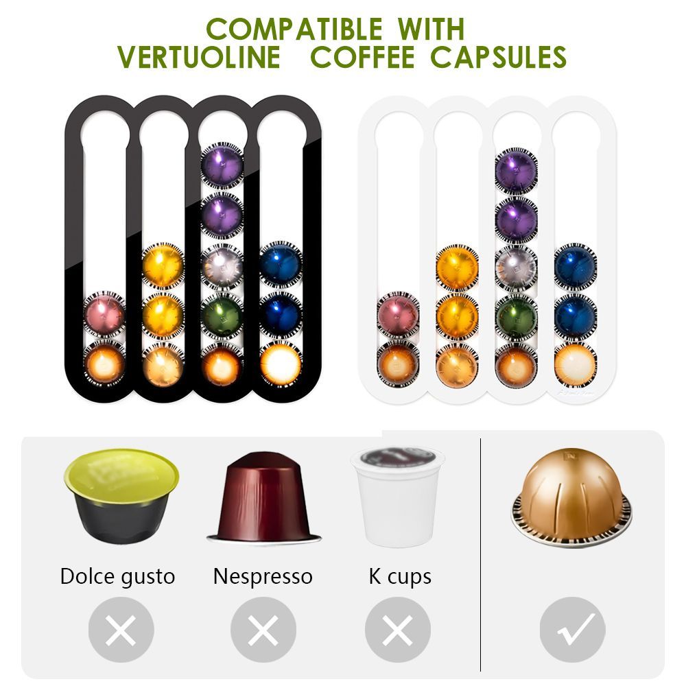 Coffee Capsule Holder - วัสดุอะคริลิก VERTUOLINE พร้อมแม่เหล็ก, ตู้เก็บแคปซูลกาแฟ, กระเบื้องเซรามิก, ที่เก็บของติดผนังห้องรับประทานอาหาร