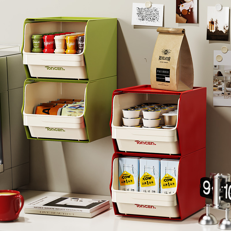 Coffee Capsule Holder - ผู้ถือแคปซูลกาแฟซ้อนเดสก์ท็อปกล่องเก็บติดผนังถุงชากาแฟแคปซูลชั้นเก็บผู้ถือปากกาแต่งหน้ากล่อง