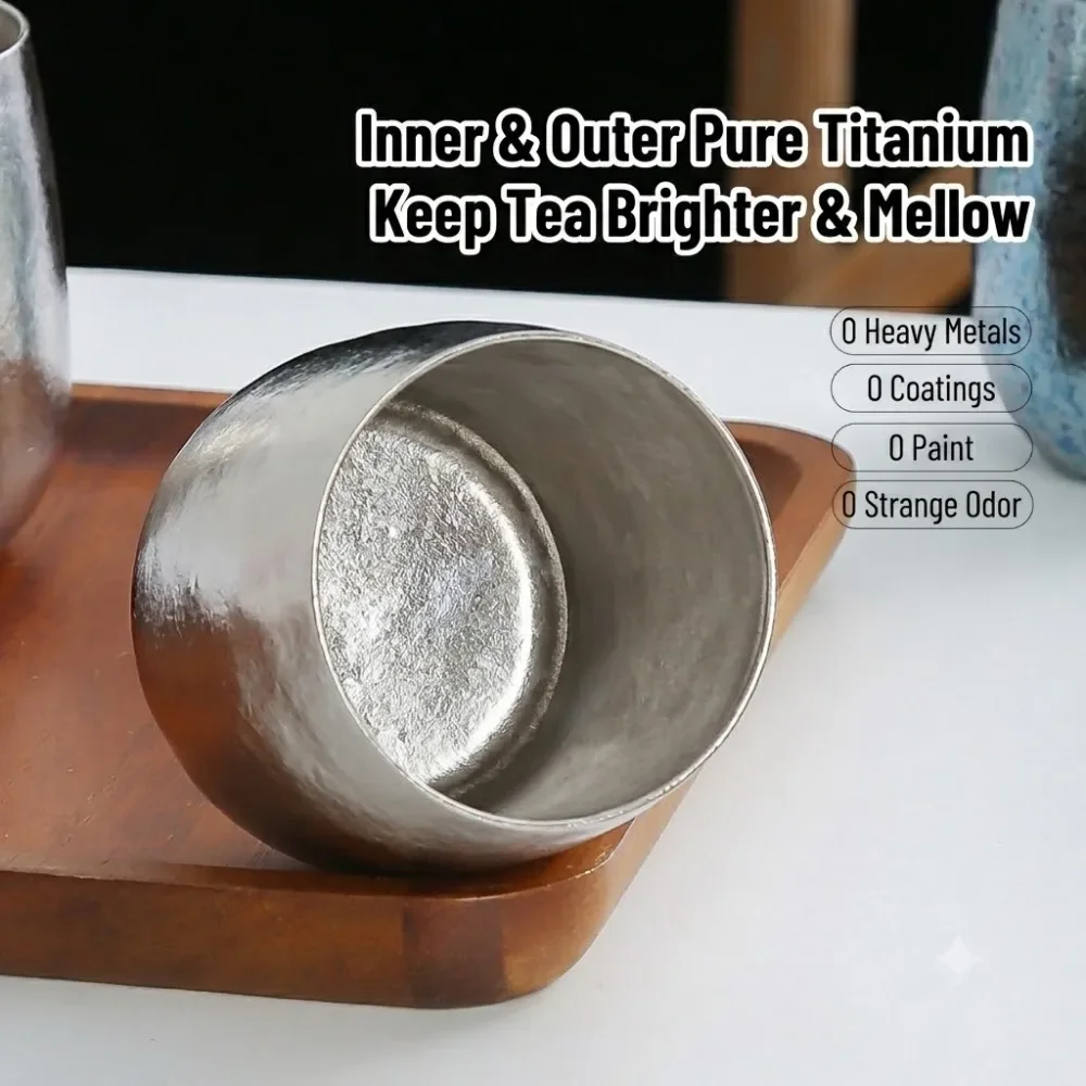 Double Wall Mug - แก้วกาแฟสองชั้นไทเทเนียมบริสุทธิ์ แก้วน้ำสำหรับดื่มที่บ้าน ที่ทำงาน แก้วชา แก้วเบียร์สุดหรู ความจุ