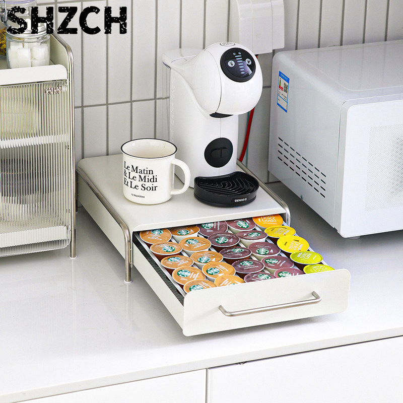 Coffee Capsule Holder - ที่ใส่แคปซูลกาแฟ, กล่องจัดระเบียบแบบลิ้นชักสไตล์ INS สำหรับเคาน์เตอร์ครัว, กล่องเก็บถุงชา, ของตกแต่งบาร์บ้านระดับไฮเอนด์
