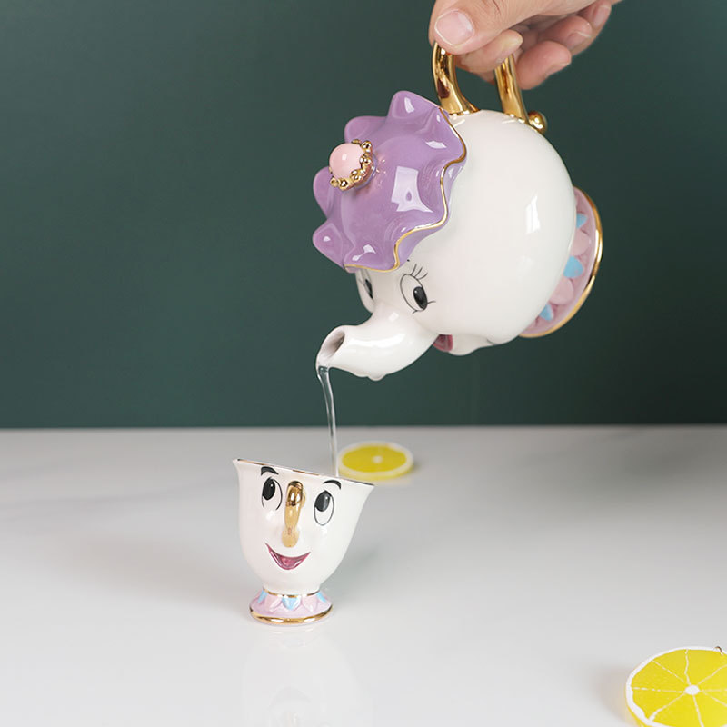 Coffee Tea Set Up - กาน้ำชาพร้อมส่ง ลายการ์ตูนน่ารัก โฉมงามกับเจ้าชายอสูร แก้วกาแฟ มิสซิส พอตส์