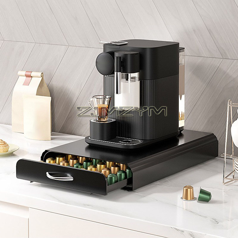 Coffee Capsule Holder - ชั้นวางแคปซูลกาแฟแบบตั้งโต๊ะ ลิ้นชักใส่แคปซูลกาแฟ ที่วางแคปซูลกาแฟโลหะ ชั้นวางโชว์กาแฟอเนกประสงค์ ฐานวางเครื่องชงกาแฟ