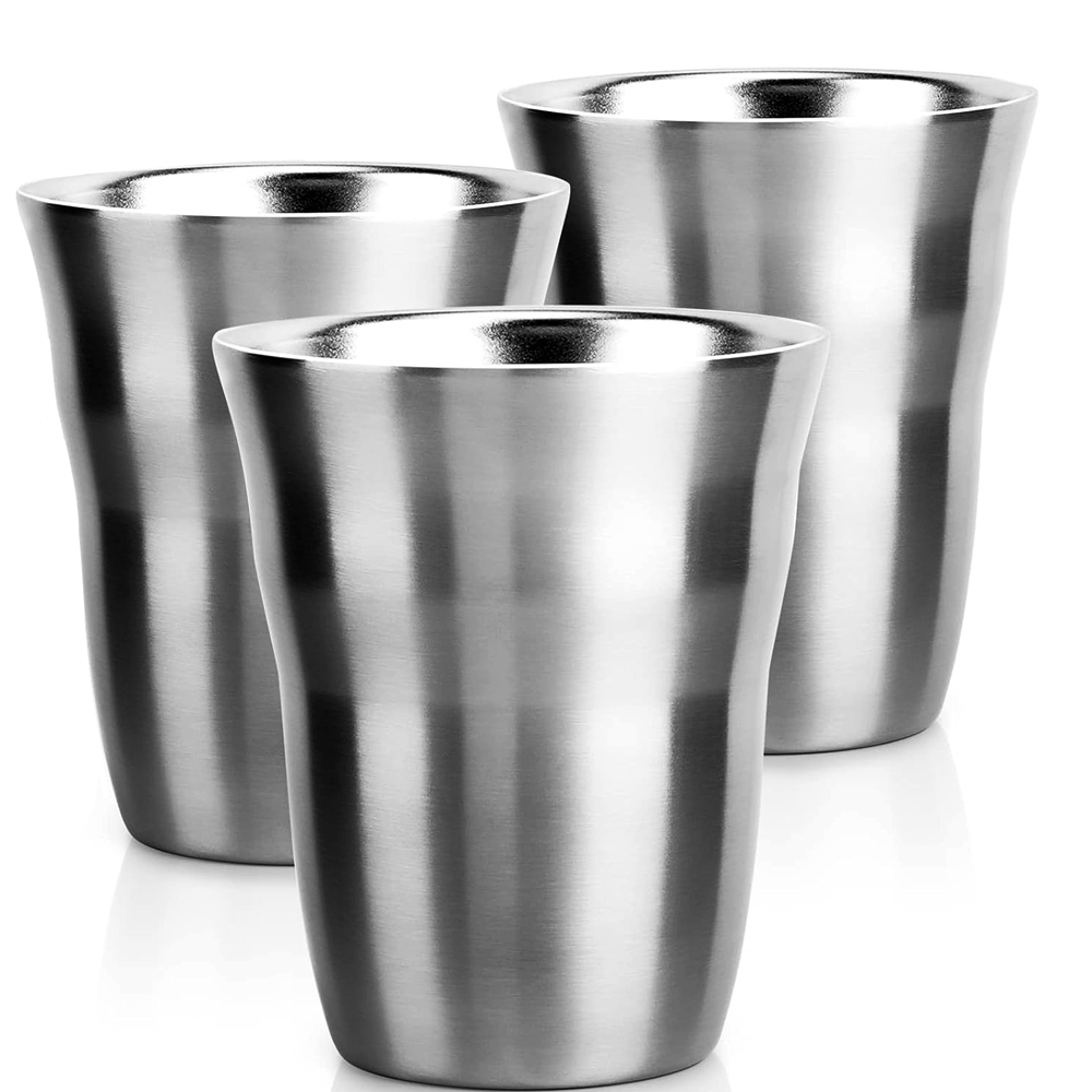 Double Wall Mug - 2/3 แพ็คถ้วยโลหะ 8 OZ แก้วสแตนเลสผนังคู่ STACKABLE