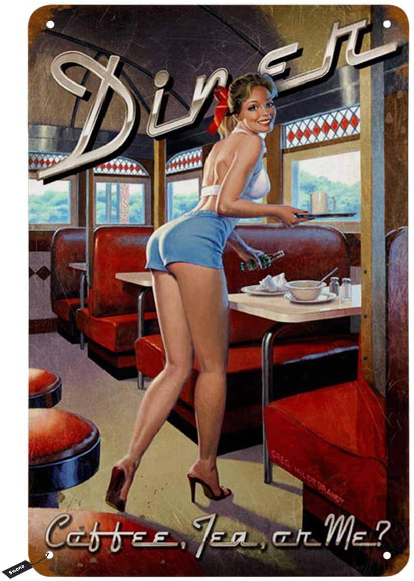 Coffee Tea You And Me - ป้ายโลหะวินเทจลาย Swono Dinner Tin Signs, Pinup