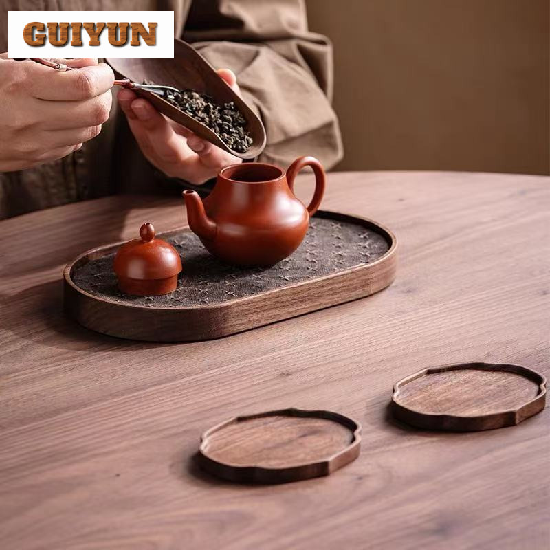 วอลนัทสีดําถาดชาขนาดเล็กจานอาห - Coffee Tea Station บทวิจารณ์และราคา