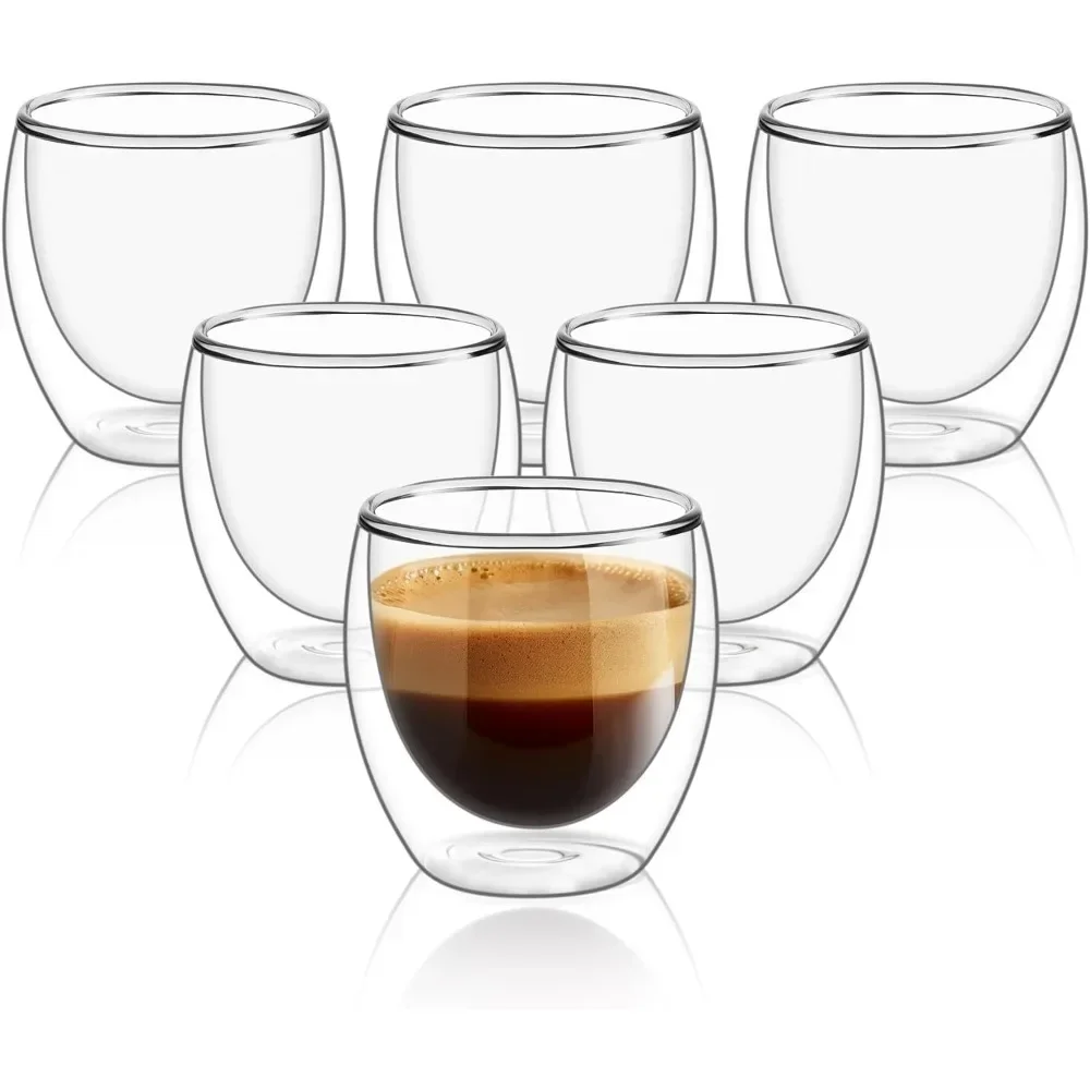 6 pcs ล้างผนังคู่แก้วกาแฟ 80 m - Double Wall Mug บทวิจารณ์และราคา