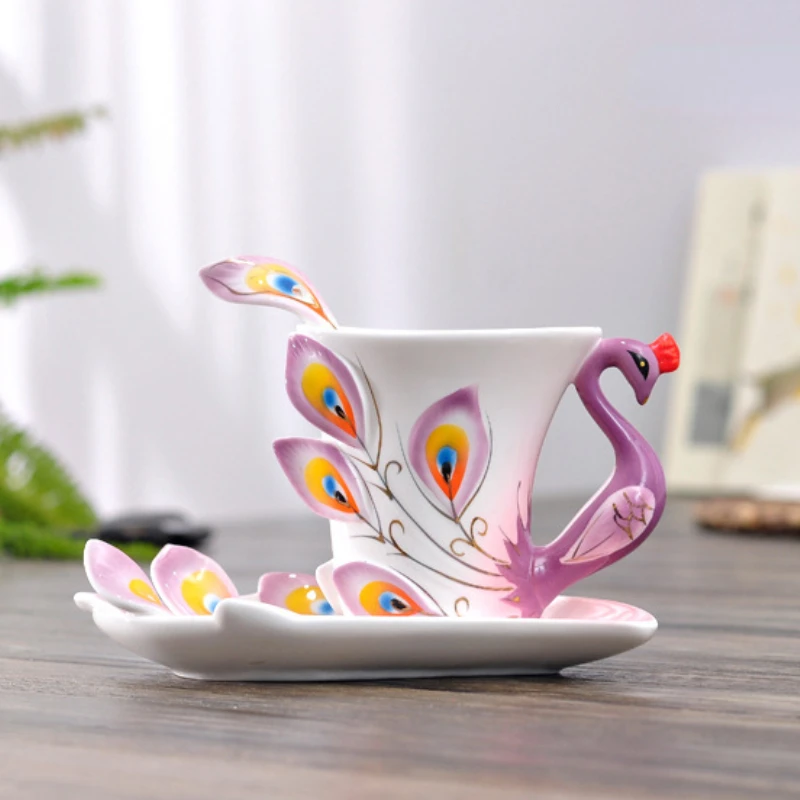 แก้วเซรามิกลายนกยูงแก้วกาแฟน่า - Coffee Tea Difference บทวิจารณ์และราคา