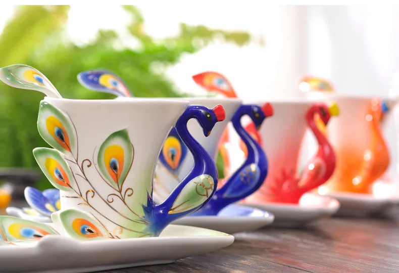 แก้วเซรามิกลายนกยูงแก้วกาแฟน่า - Coffee Tea Difference บทวิจารณ์และราคา