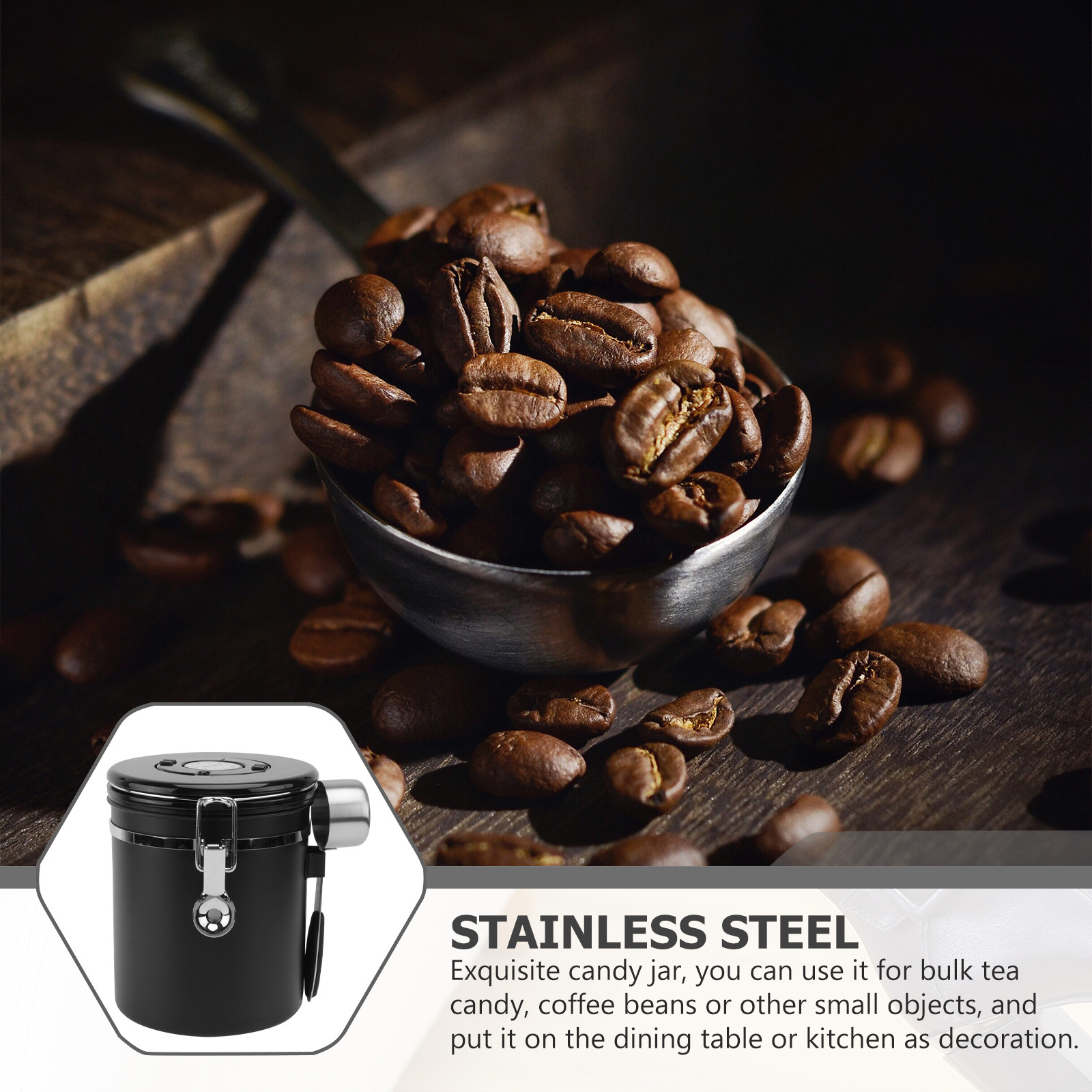 โถเก็บเมล็ดกาแฟสแตนเลสพรีเมียม - Coffee Tea Bean บทวิจารณ์และราคา