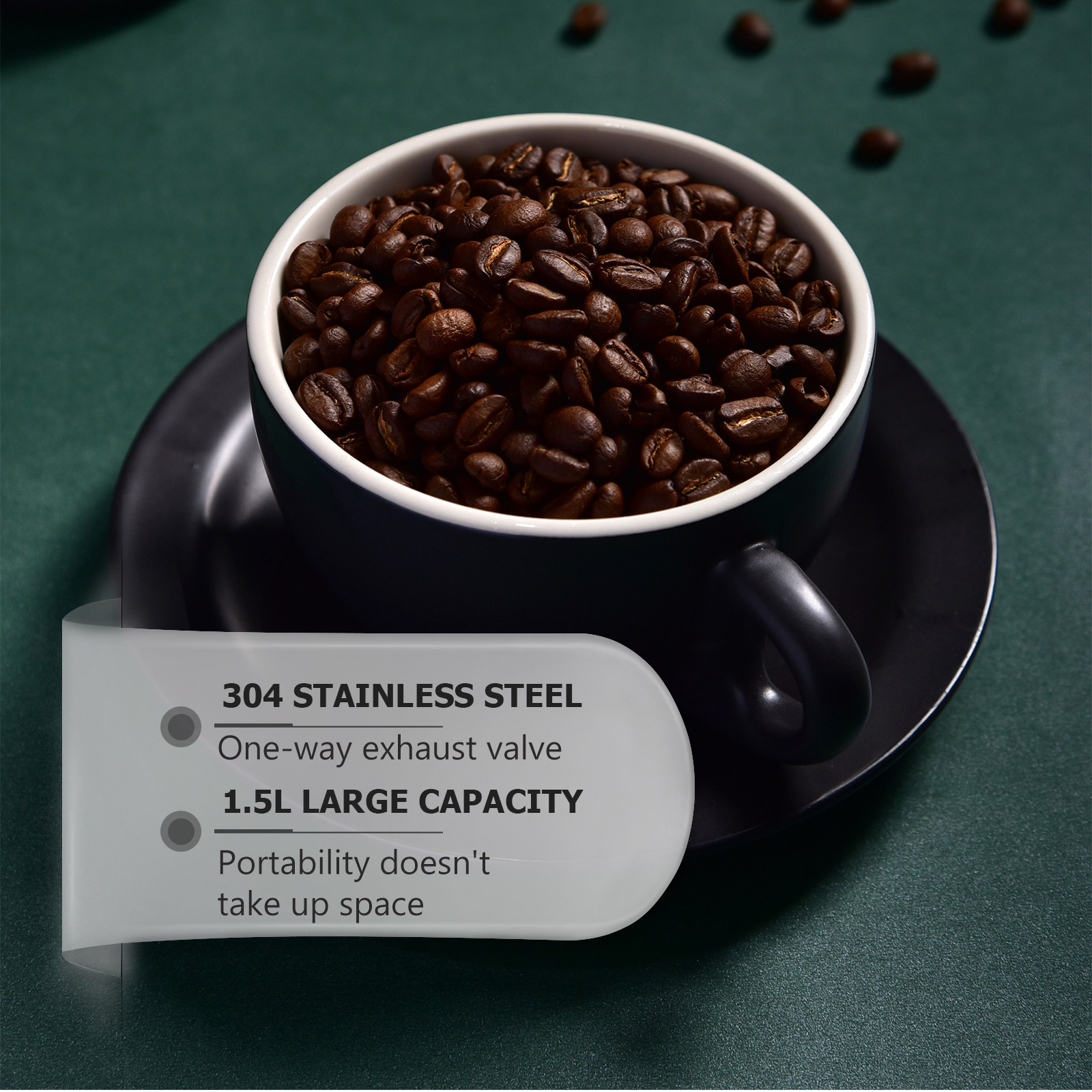 โถเก็บเมล็ดกาแฟสแตนเลสพรีเมียม - Coffee Tea Bean บทวิจารณ์และราคา