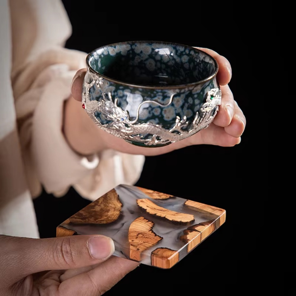 ไม้เรซิ่น Coasters เบาะรองนั่ง - Coffee Tea Station บทวิจารณ์และราคา