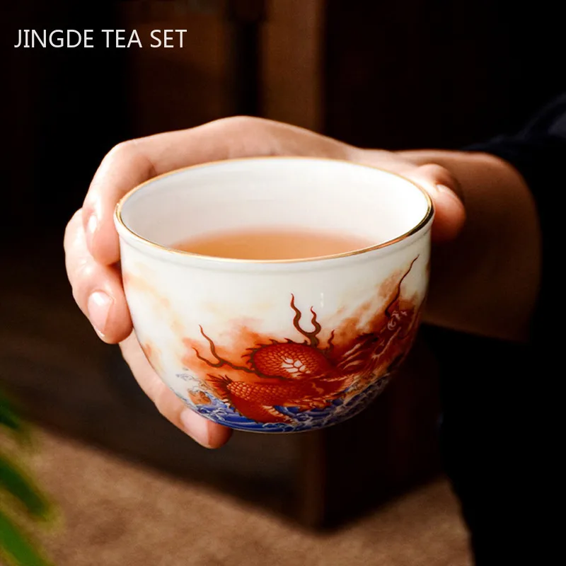 เซรามิคจีนมังกรรูปแบบ Teacup ใ - Coffee Tea Set Up บทวิจารณ์และราคา