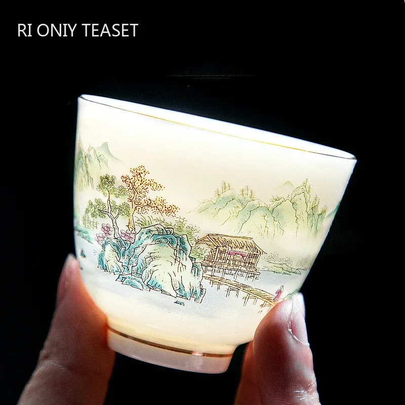 1 PC เซรามิคจีน Teacup มือวาดด - Coffee Tea Set Up บทวิจารณ์และราคา